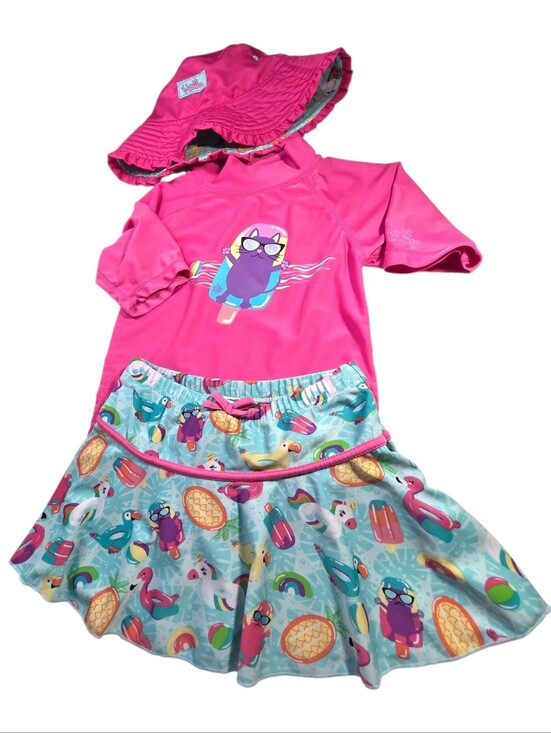 Uv Skinz Other - Girls Pink Popsicle Swim Set with Skirt and Hat - Size 5